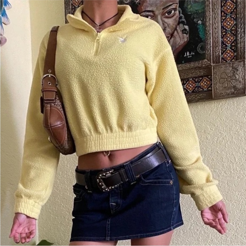 Playboy Yellow Fleece Jacket size small excellent Preloved
